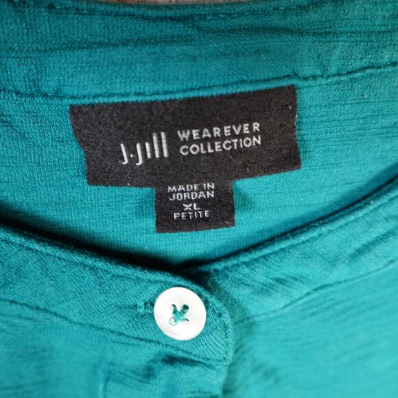 J. Jill Top Womens Extra Large Petite Wearever Collection Cap Sleeve Teal Knit - Picture 2 of 9